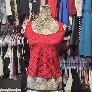 Eyelash Couture Red and Black Plaid Tank Top